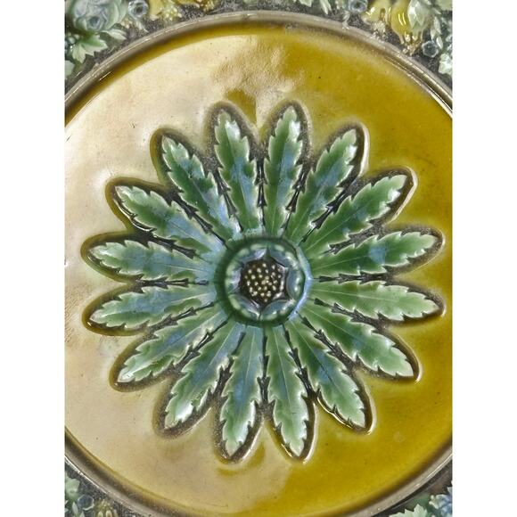 Wedgwood England Antique Late 1800's Majolica Small Comport Floral Motifs-Rare - Picture 4 of 14
